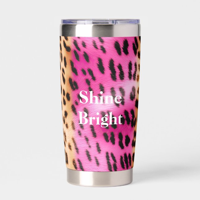 Pink Gold Leopard Print Insulated Tumbler (Front)