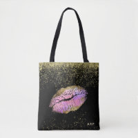 *~* Pink Gold Lips Gold Glitter Black