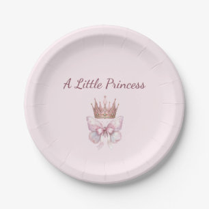 Pink & Gold Little Princess Butterfly Baby Shower Paper Plate
