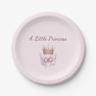 Pink & Gold Little Princess Butterfly Baby Shower Paper Plate