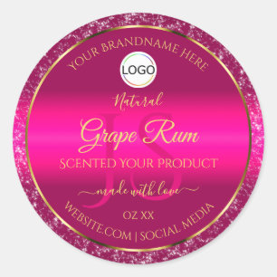 Pink Gold Logo and Initials Glitter Product Labels