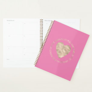 Pink Gold Love Peace Kindness Heart inspirational Planner