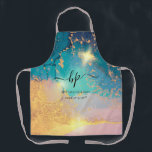 Pink Gold Marble Business Staff Uniform Monogram Apron<br><div class="desc">Pink Gold Marble Business Staff Uniform Monogram Apron</div>