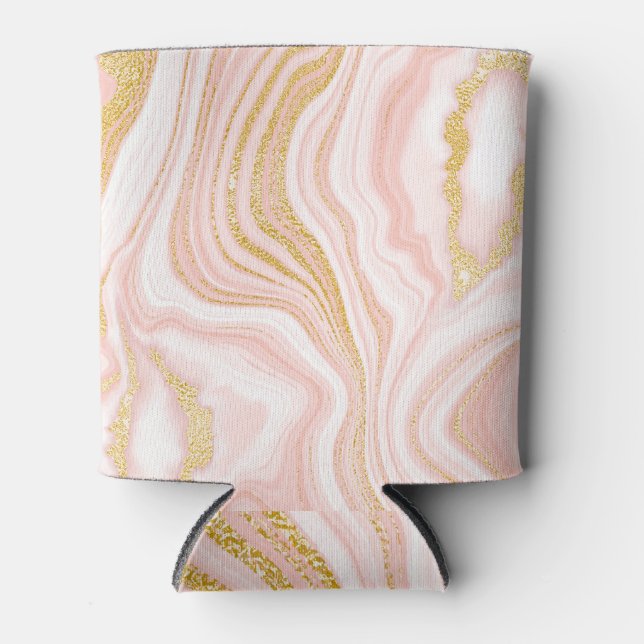 Pink Gold: Marble Fusion. Can Cooler (Front)