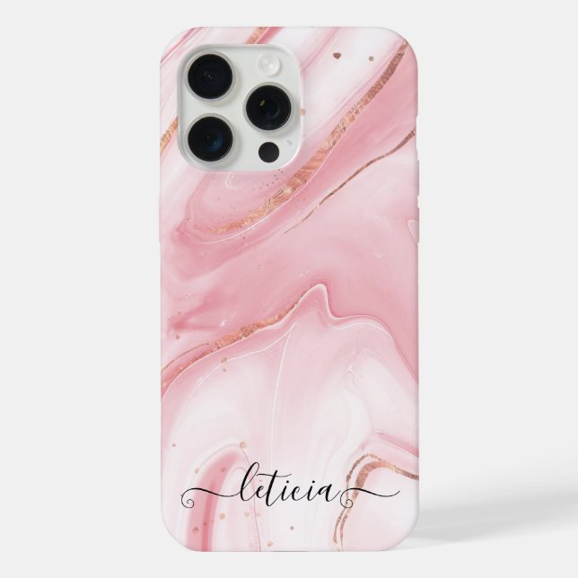 Pink & Gold Marble Girls iPhone Case (Back)
