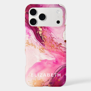 pink gold marble glitter personalized name