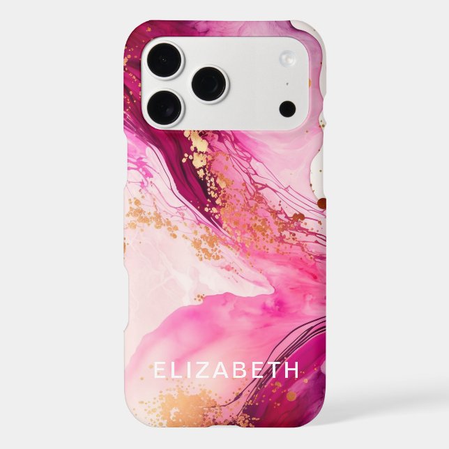 pink gold marble glitter personalized name  (Back)