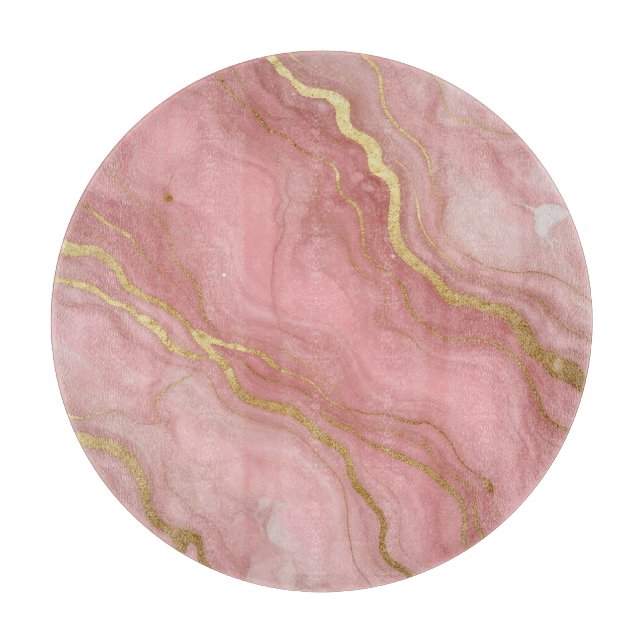 Pink Gold Marble Luxury Abstract Cutting Board (Front)