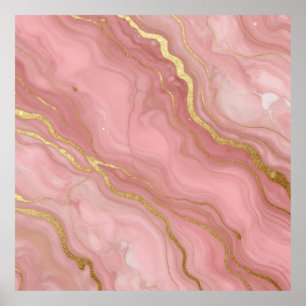 Pink Gold Marble Luxury Abstract Poster