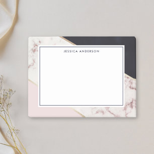 Pink Gold Marble Personalized Name Post-it Notes