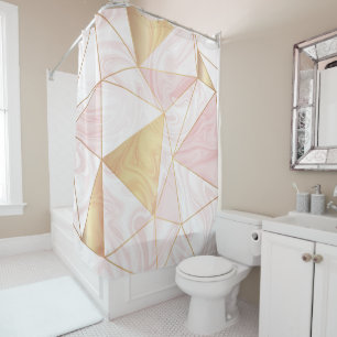 Pink & Gold Marble Poly Geometric Triangles