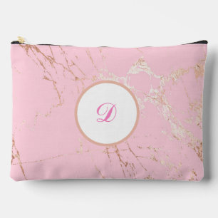 Pink & Gold Marble Pretty Custom Accessory Pouch