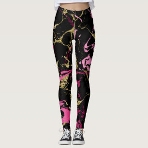 Pink Gold Marble Women Leggings 