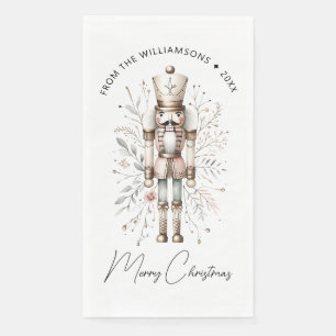 Pink & Gold Merry Christmas Nutcracker Napkin