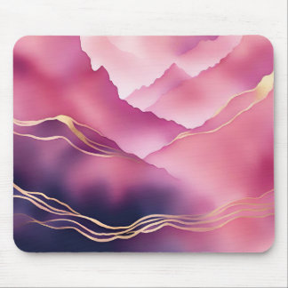 Pink Gold Metallic Marble Stone  Mouse Pad