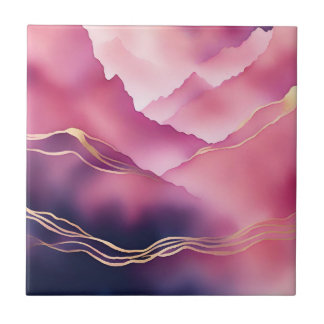 Pink Gold Metallic Marble Stone  Tile