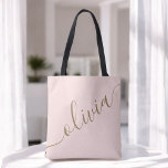 Pink Gold Minimalist Modern Monogram Elegant Tote Bag<br><div class="desc">Make everyday essentials feel elevated with this Pink and Gold Minimalist Monogram Tote Bag. Featuring a sleek, modern layout with your custom initials or name, this elegant tote combines soft blush pink tones with a subtle gold-style accent for a stylish, personalized finish. Whether you’re gifting bridesmaids, welcoming clients, or upgrading...</div>