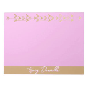 Pink & Gold Minimalist Personalized Notepad