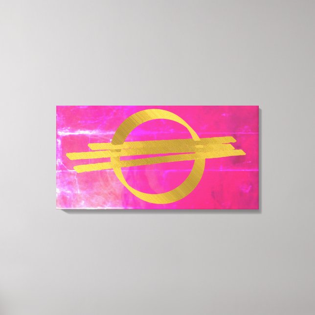 Pink Gold Modern Abstract Stretched Canvas Print (Front)