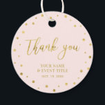 Pink & Gold | Modern Birthday Favour Thank you Tags<br><div class="desc">This modern custom thank you sticker will add stylish detail to your special day. This design features gold lettering " Thank you " and confetti on a pink background. Matching birthday party invitations and stationeries are available in my shop BaraBomDesign.</div>