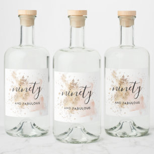 Pink Gold Modern Chic 90th Birthday Calligraphy  Liquor Bottle Label