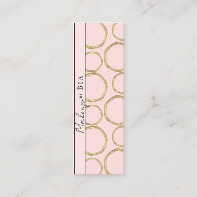 Pink & Gold Modern Glam Elegant Circles Mini Business Card (Front)