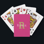 Pink Gold Monogram Modern Bridge Canasta Playing Cards<br><div class="desc">Give a special gift by customizing this Trendy Monogrammed Deck of Playing Cards.  This template is easy to use. Makes a perfect gift for students,  birthdays,  celebrations,  awards,  employers,  employees,  housewarming,  poker club,  bridge club,  family,  canasta groups,  good grades and anyone who enjoys playing cards!</div>