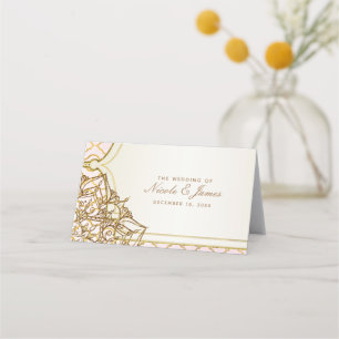 Pink & Gold Moroccan Arabian Nights Table Number Place Card