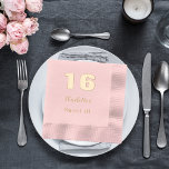 Pink gold name elegant birthday party foil napkins<br><div class="desc">Personalize and add your name,  and age.  Real gold foil text.  Pink background.</div>