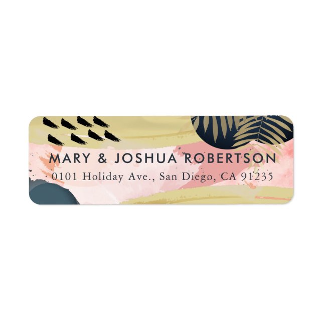 Pink Gold Navy Modern Address Label (Front)