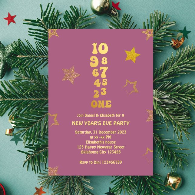 Pink Gold New Years Eve Countdown Party  Invitation (Creator Uploaded)