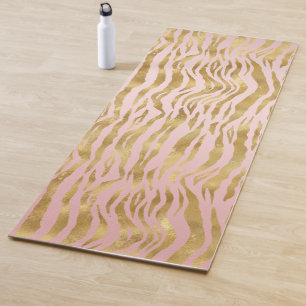 Pink Gold Ombre Leopard Print Yoga Mat
