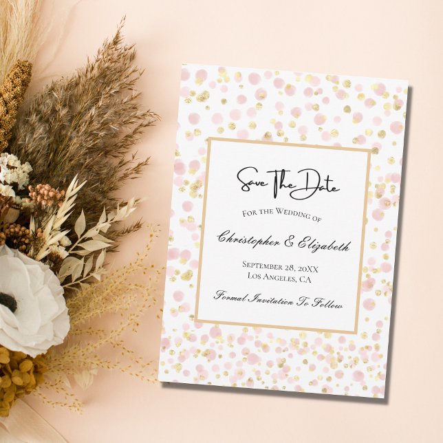 Pink Gold Overlay QR Code Wedding Save The Date (Creator Uploaded)