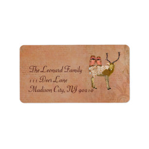 Pink & Gold Owls & Buck Vintage  Address Label