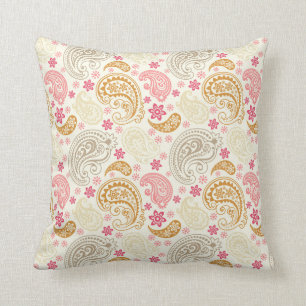 Pink & Gold Paisley Pillow