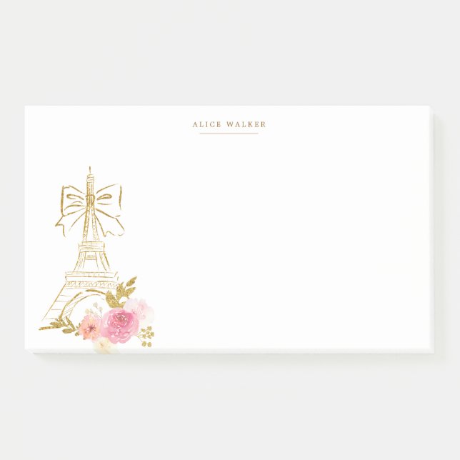 Pink Gold Parisian Chic Monogram  Post-it Notes (Front)