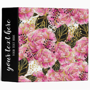 Pink gold peonies binder