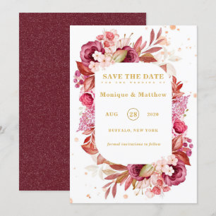 Pink Gold Peonies Wedding Save The Date Cards