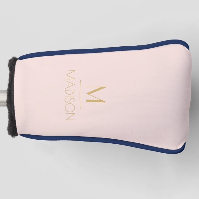 Pink & Gold Personalized Monogram | Name Golf Golf Golf Head Cover (Front)