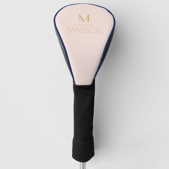 Pink & Gold Personalized Monogram | Name Golf Head Cover (Front)