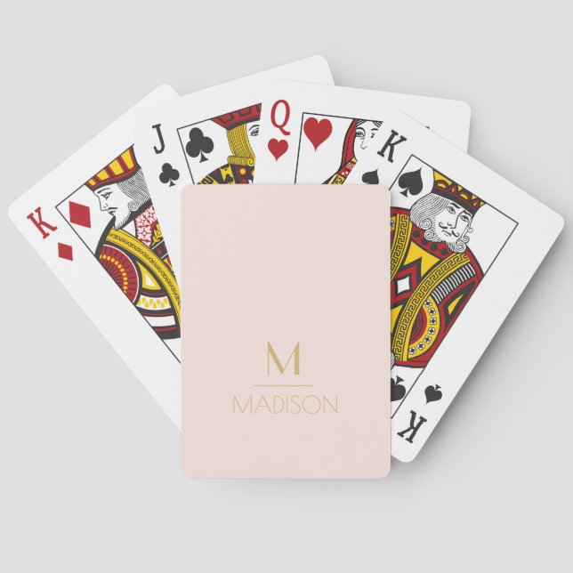 Pink & Gold Personalized Monogram | Name  Playing Cards (Back)