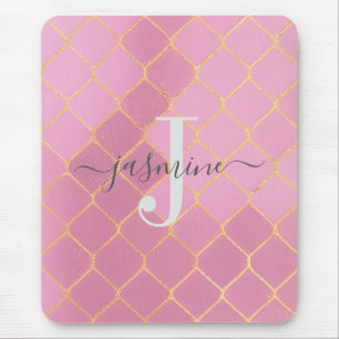 Pink Gold Personalized Mouse Pad