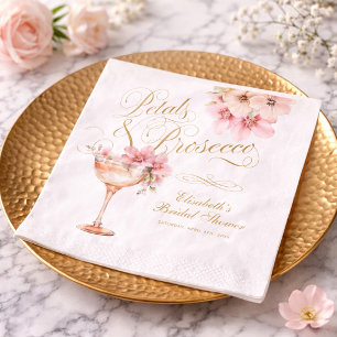 Pink Gold Petals and Prosecco Bridal Shower Napkin