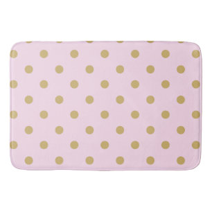 Pink & Gold Polka Dots Modern Trendy Girly Pattern Bath Mat
