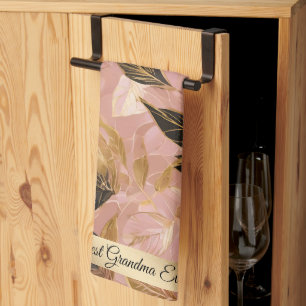 Pink Gold Popular Boho Leaves Collection Kitchen Towel