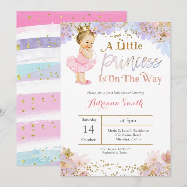 Pink Gold Princess Baby Shower invite (Front/Back)