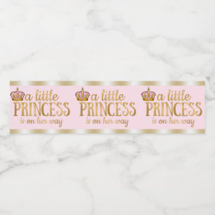 Pink Gold Princess Baby Shower Water Bottle Labels
