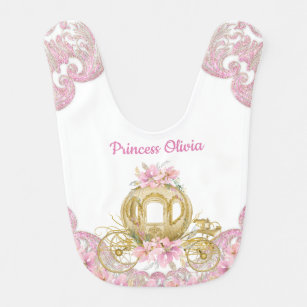 Pink Gold Princess Carriage Princess Bib
