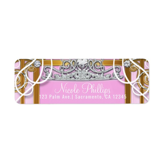 Pink Gold Princess Crown & Carriage Sweet 16 Party (Devant)