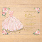 Pink Gold Princess Dress Floral Quinceañera